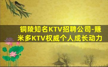 铜陵知名KTV招聘公司-赚米多KTV权威个人成长动力